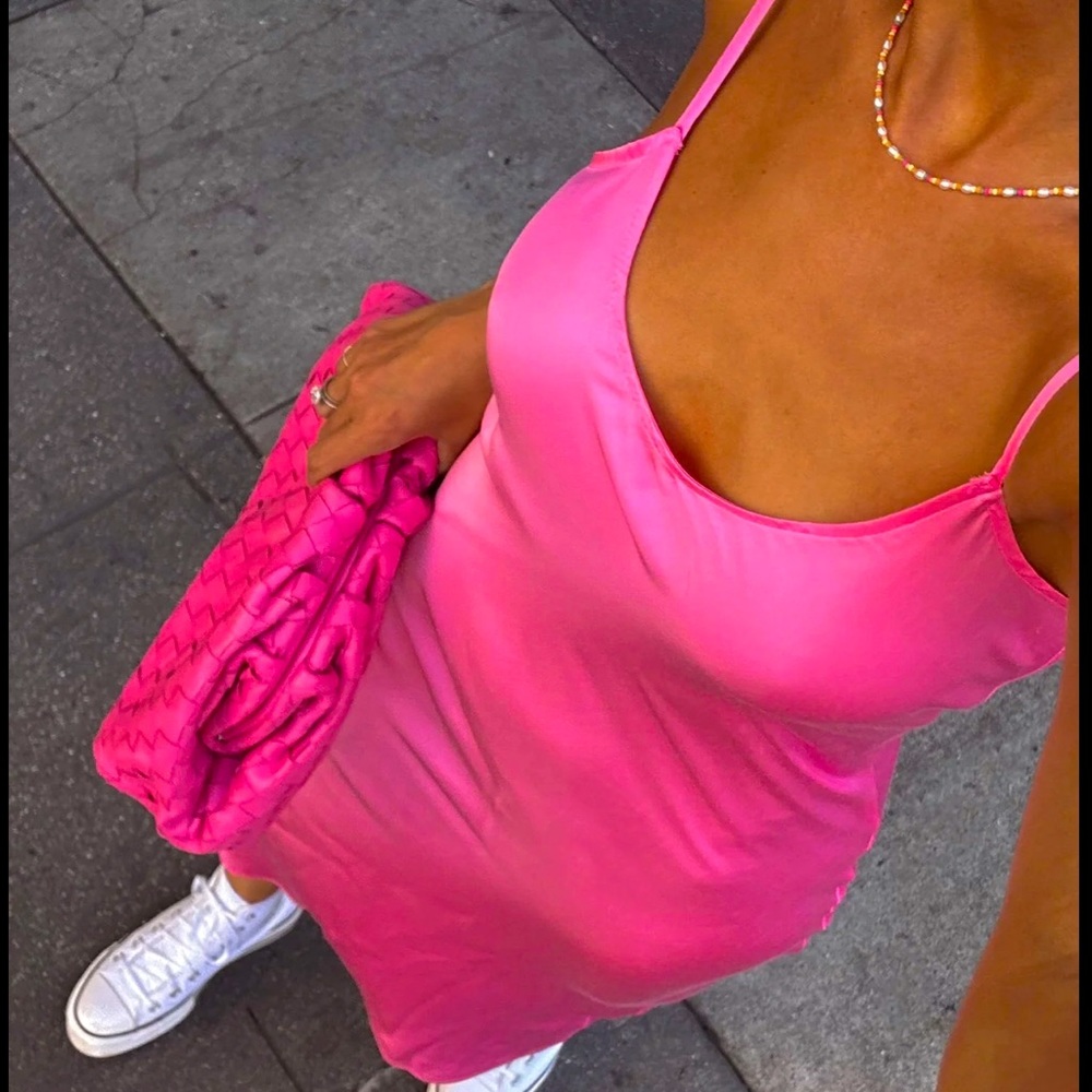 Tan Lines Pink Silk Aloha midi dress (brand new with tags)
